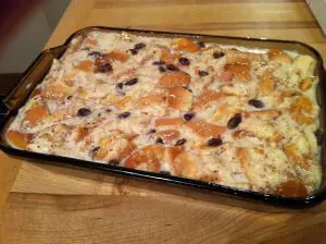 bread pudding ready for oven