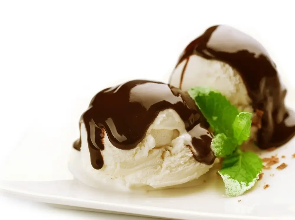 premium dessert topping over ice cream