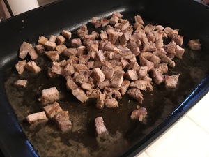 cut up pork chops in electric frying pan