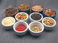 assorted ice cream sundae toppings